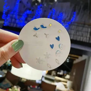 Korean Fashion Small Geometric Stud Earrings Set